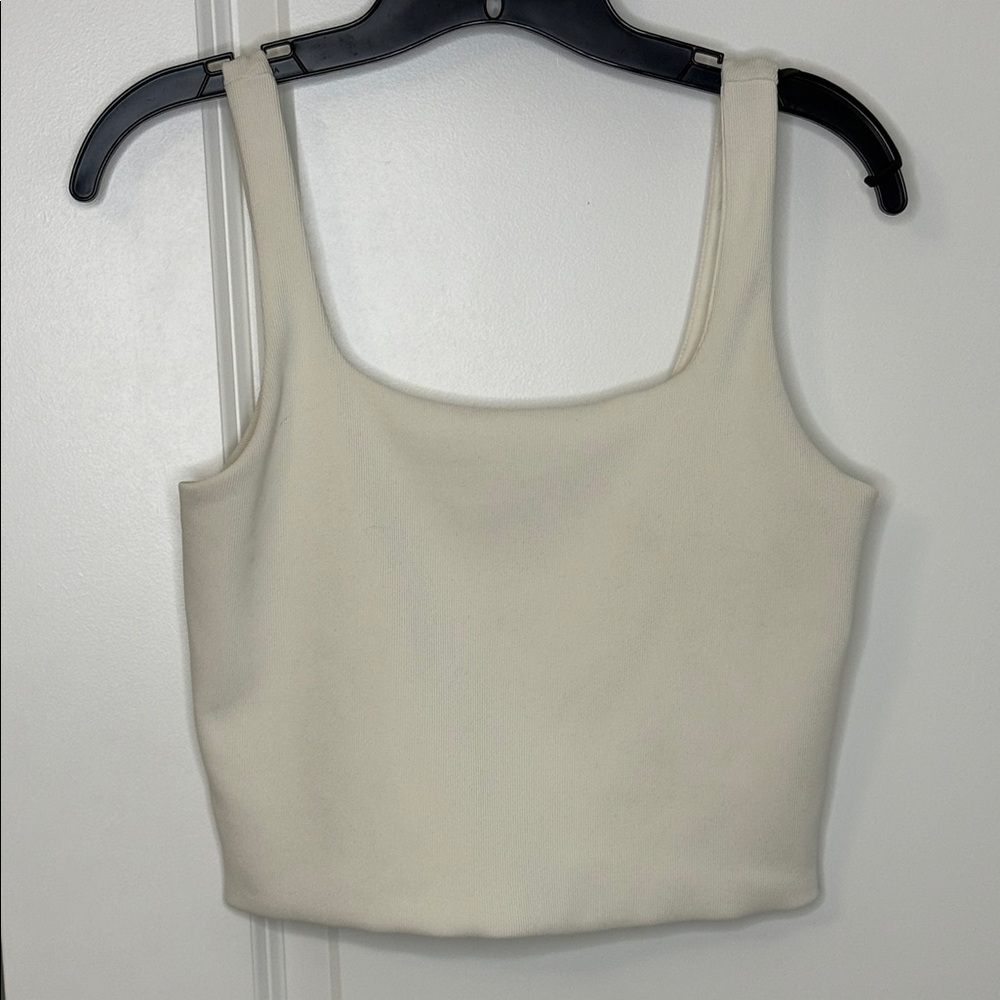 Express Cream Square Neck Crop Top
